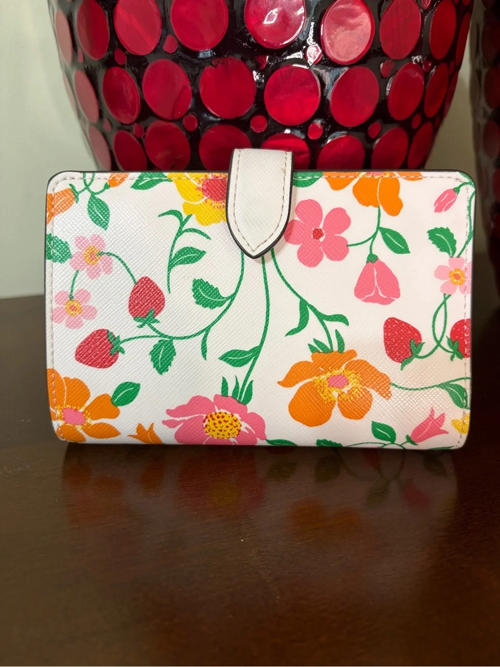 kate spade Madison Strawberry Garden Medium Compact Bifold